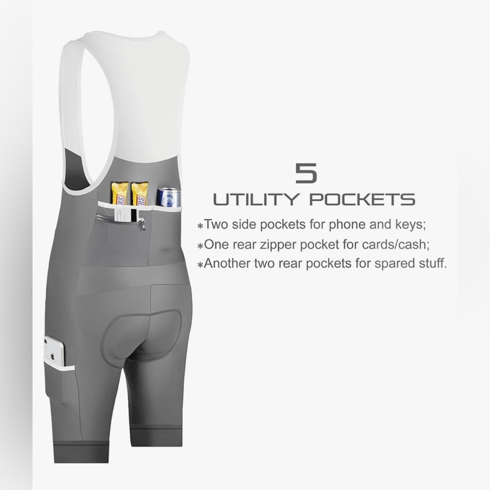 CEROTIPOLAR Men’s Cycling Suit, Long Riding Pad Bicycle Biking Bib Shorts, 3XL - Picture 3 of 10